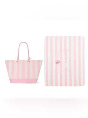 Victoria’s Secret Striped Pink Tote and Blanket